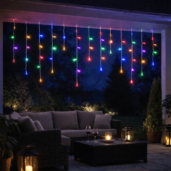Aigostar - Catena luminosa LED da esterno per Natale 300xLED/8 modalità 3xAA 18x0,6m IP44 multicolore