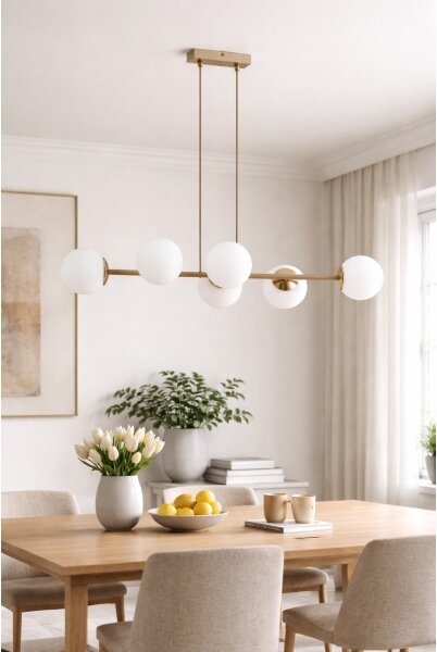Brilagi - Lampadario sospeso con cavo MILO ECRU 6xE27/60W/230V beige/oro