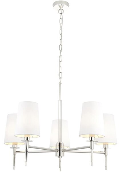 Endon 99457 - Lampadario a sospensione con catena 5xE14/6W/230V cromo lucido/bianco