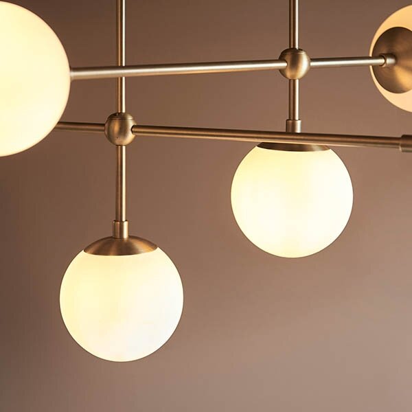 Endon 90842 - Lampadario su asta ONTARIO 6xE14/7W/230V ottone/bianco