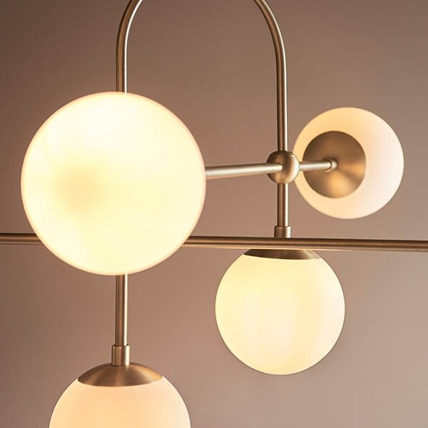 Endon 90842 - Lampadario su asta ONTARIO 6xE14/7W/230V ottone/bianco