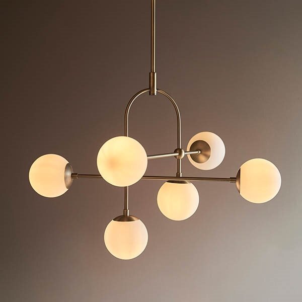 Endon 90842 - Lampadario su asta ONTARIO 6xE14/7W/230V ottone/bianco