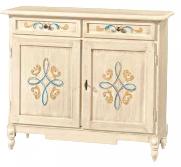 MOBILI 2G - MADIA CREDENZA AVORIO PENNELLATO CON DECORI L.105 P.42 H.94