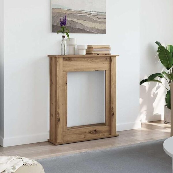 Cornice per camino in legno composito effetto "Artisan Oak", dimensioni 75 x 20 x 87,5 cm, mensola per camini elettrici con fiamme a LED, elemento decorativo per soggiorno e zona living