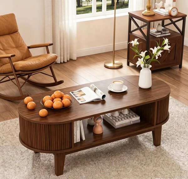 Tavolino con spazio contenitivo nascosto, dimensioni 100x50x50,4 cm