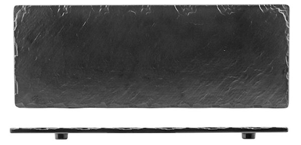 Set 4 piatti rettangolari Decoro Ardesia in melamina nera cm 10x31
