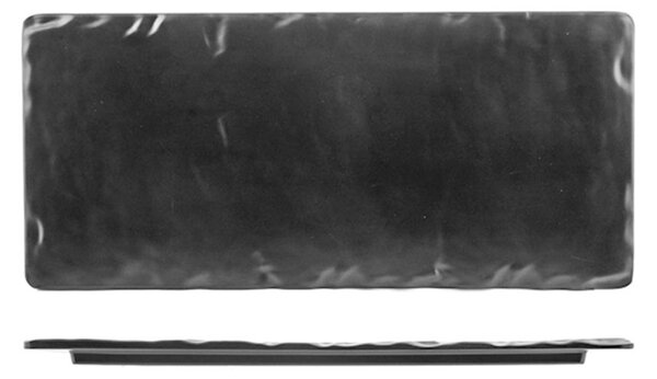 Set 4 piatti rettangolari Decoro Ardesia in melamina nera cm 18x35,5