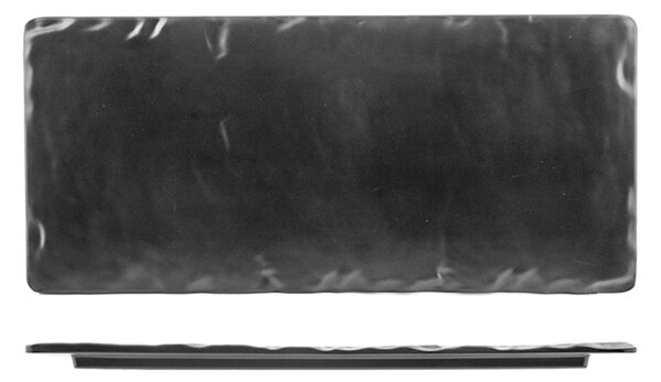 Piatto rettangolare Decoro Ardesia in melamina nera cm 25x50,7