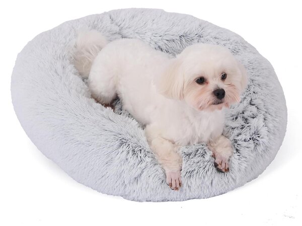 Cuccia a forma di ciambella per cani e gatti - Lavabile - Grigia - Diametro 50 cm