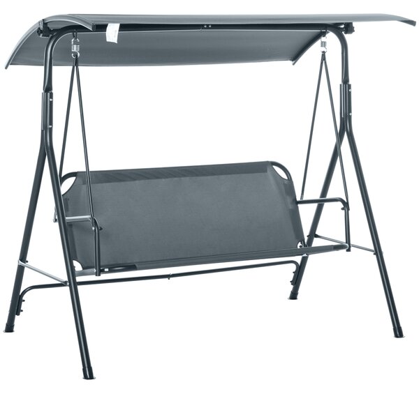 Dondolo da Giardino 3 Posti 172x110x153 cm con Tettuccio Inclinabile Grigio