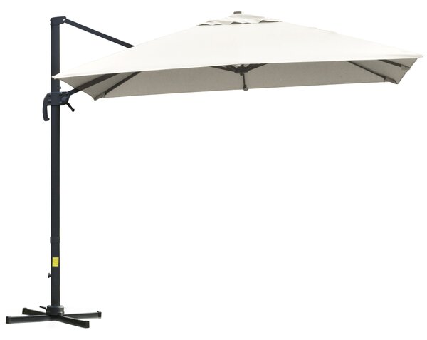 Ombrellone a Sbalzo 295x295 cm Inclinabile con Base a Croce Bianco Crema