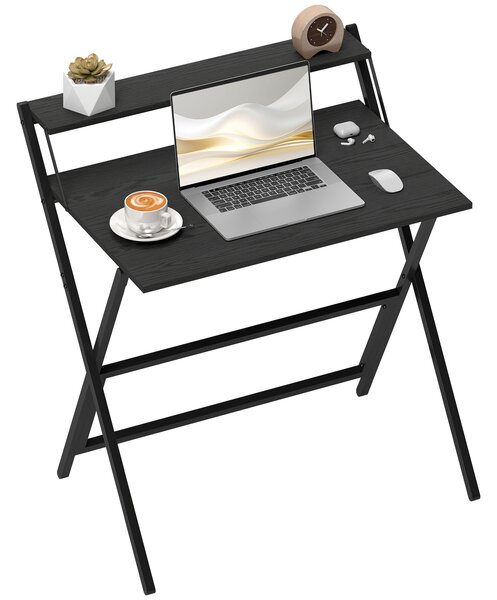 Scrivania Pieghevole 81,5x62x86,5 cm con Ripiano per Monitor Nero