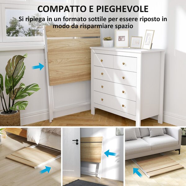 HOMCOM Scrivania Pieghevole con Ripiano per Monitor, 81.5x62x86.5 cm, Legno e Bianco | Aosom Italy