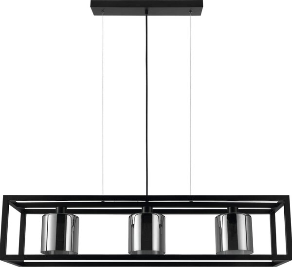BRISLING Lampada a sospensione E27, design moderno, nero, struttura in metallo con paralume in vetro trasparente, perfetta per sala da pranzo e soggiorno, illuminazione elegante