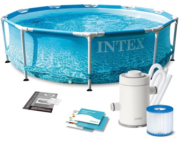 Set di piscina con struttura in metallo, ideale per posizionamento vicino alla spiaggia, dimensioni 10 piedi x 30 pollici