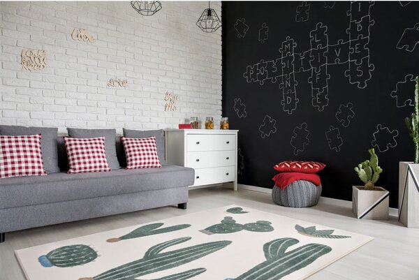 Tappeto per bambini verde e avorio 80x150 cm Cacto Malachite – FD