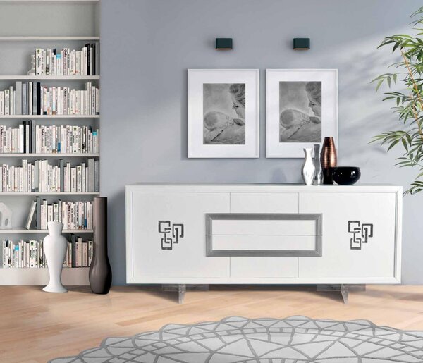 MOBILI 2G - LIBRERIA 2 CASSETTI IN LEGNO MASSELLO TINTA NOCE L.154