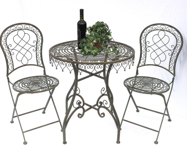 DanDiBo gruppo di sedute ferro giardino antico bistro set Malega tavolo bistro con 2 sedie tavolo da giardino in metallo pieghevole