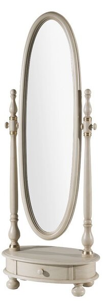 MOBILI 2G - Specchiera girevole ovale laccata avorio con particolari foglia oro Misure: L. 62 x H. 169 x P.37