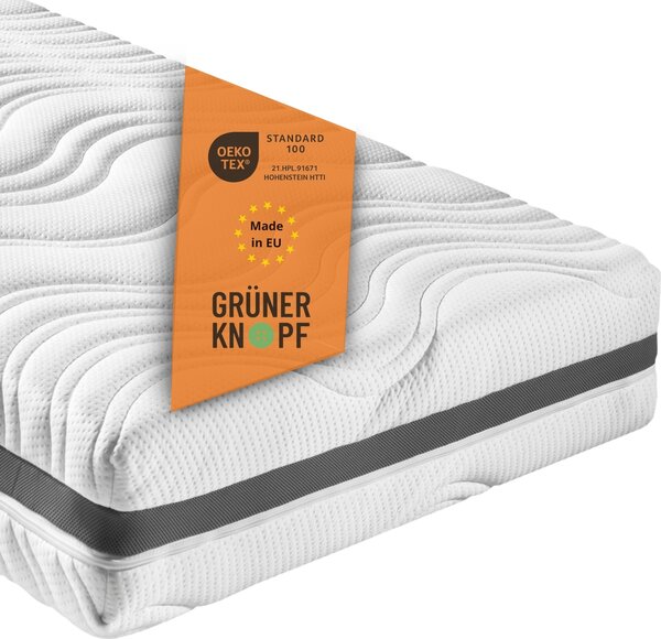 Materasso a molle ergonomico a 7 zone con topper in schiuma fredda, 140 x 200 cm, 18 cm, H4, sleepling Comfort 130