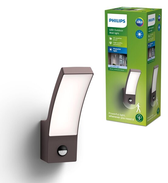 Applique a LED per esterni Philips 8719514417731 Splay IP44 12 W 1200 lm 4000 K antracite con sensore di movimento