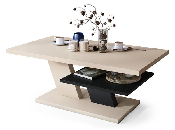 CLIFF OPACO Beige (Champagne)/Nero - MODERNO TAVOLINO DA SALOTTO / DA CAFFÈ