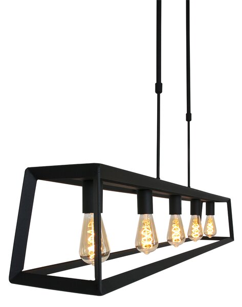Mexlite - lampada a sospensione - Buckley - nero - metallo - grande lampada da tavolo da pranzo - E27 - 2675ZW