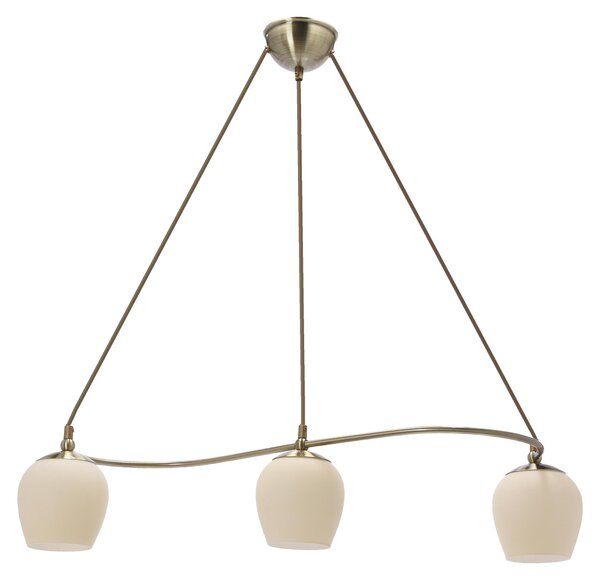 Lampada a sospensione rustica sopra il tavolo da pranzo SERANO - 3xE27, 60W, patina / crema