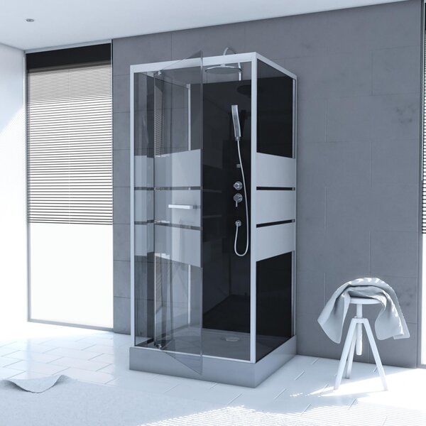 Doccia completa MARWELL Doccia completa Dusy 90 x 90 x 225 cm - set completo incl. piatto doccia e rubinetto - doccia rotonda con ingresso frontale