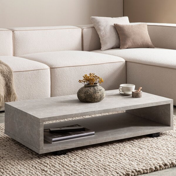 FineBuy Tavolino da salotto 100x50x25 cm Beige Tavolino da divano Design moderno Tavolino da soggiorno Rettangolare con vano portaoggetti Tavolino da salotto Semplice Tavolino da caffè Grande