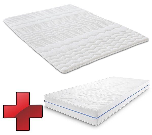 Materasso ergonomico 90x200 cm 7 zone Supportho Premium, altezza 18 cm, grado di rigidità H2/H3 + coprimaterasso / imbottitura per materasso 90 x 200 cm