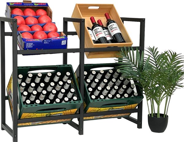 DanDiBo Portacasse per bevande 4 casse Metallo nero Montante 96476 Portacasse per bevande 91 cm Supporto per casse per bevande Portacasse per bottiglie