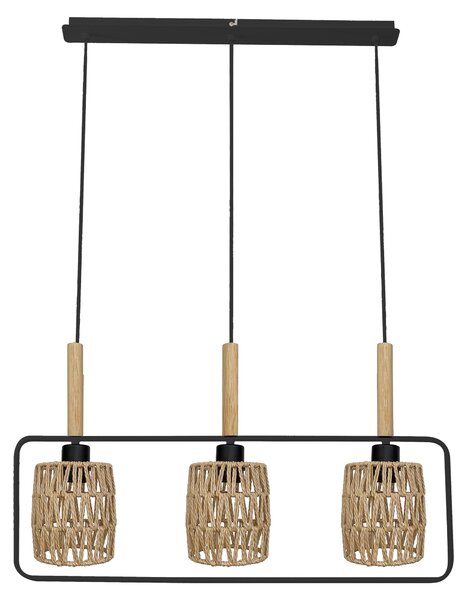 Luce scandinava a sospensione sopra il tavolo da pranzo CROWN - 3xE27, 40W, nero/beige