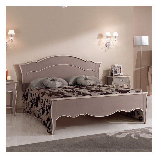 MOBILI 2G - LETTO MATRIMONIALE SAGOMATO SHABBY CHIC BIANCO LEGNO MASSELLO