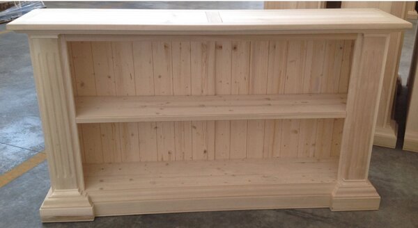 MOBILI 2G - LIBRERIA A GIORNO INTAGLIATA LEGNO GREZZO 177X40X101