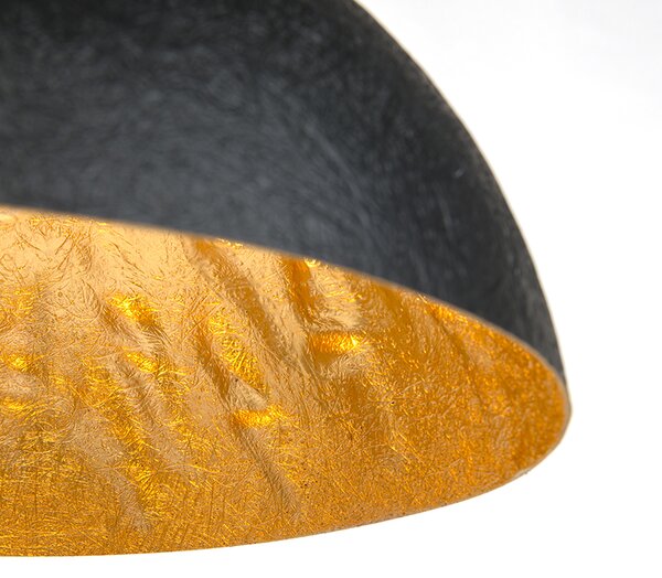Lampada a sospensione industriale nera con oro 50 cm - Magna