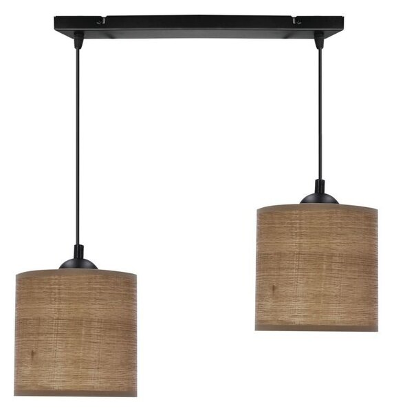 Lampada a sospensione scandinava e tavolo da pranzo LEGNO - 2xE27, 40W, noce / nero
