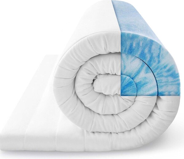 Topper in schiuma di gel - 80 x 200 cm - Topper per materasso con rivestimento in microfibra lavabile - 5cm