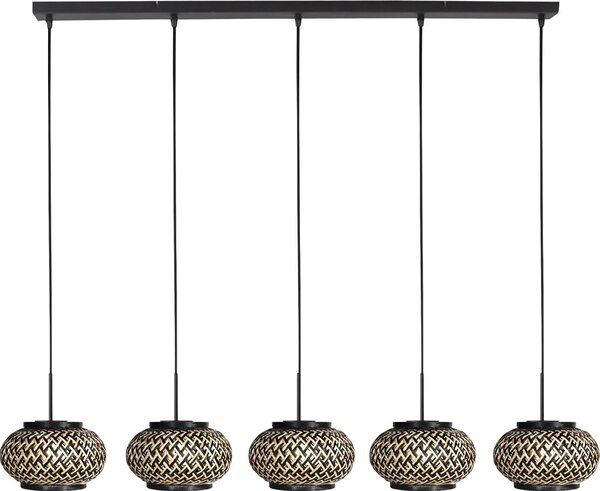 Mexlite - lampada a sospensione - HaloSwap - naturale nero - bambù - grande lampada da tavolo da pranzo - E27 - 4528ZW