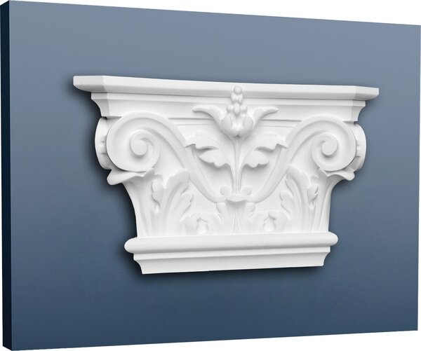 Orac Decor K201 Luxxus Pilastro in stucco Elemento decorativo in stucco Foglia d'acanto Materiale leggero e robusto in schiuma rigida Bianco