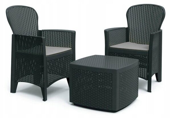 Set da giardino e balcone Silvertree Albero con cuscini di seduta, colore antracite