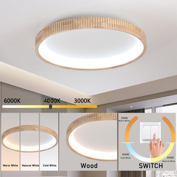 Brilagi - Plafoniera LED FALCON WOOD MODERN LED/60W/230V diametro 80 cm in legno