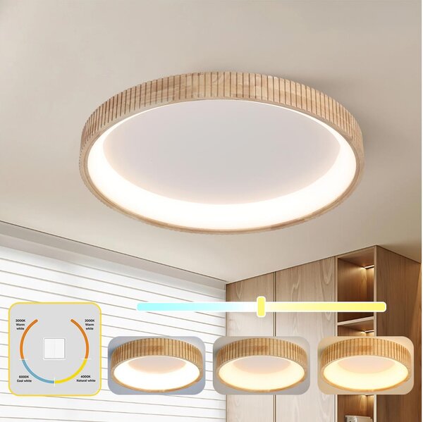 Brilagi - Plafoniera LED FALCON WOOD MODERN LED/60W/230V diametro 80 cm in legno