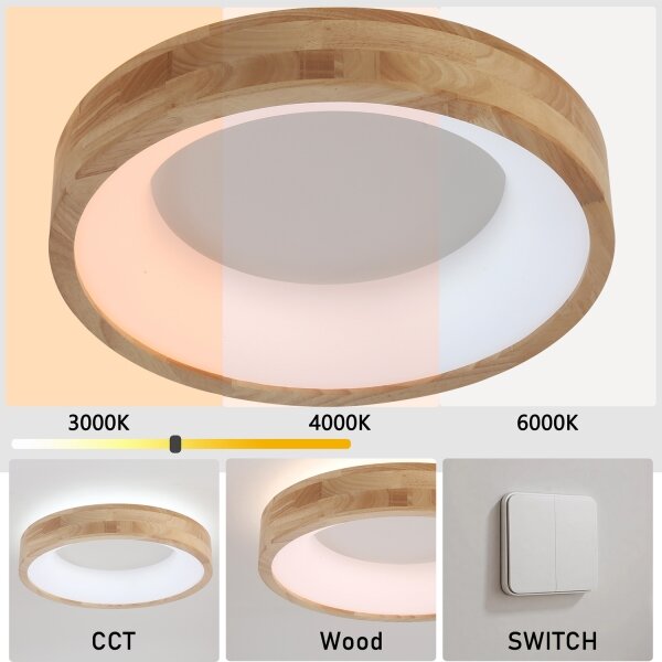 Brilagi-LED Plafoniera FALCON WOOD LED/30W/230V 3000/4000/6000K 45 cm legno