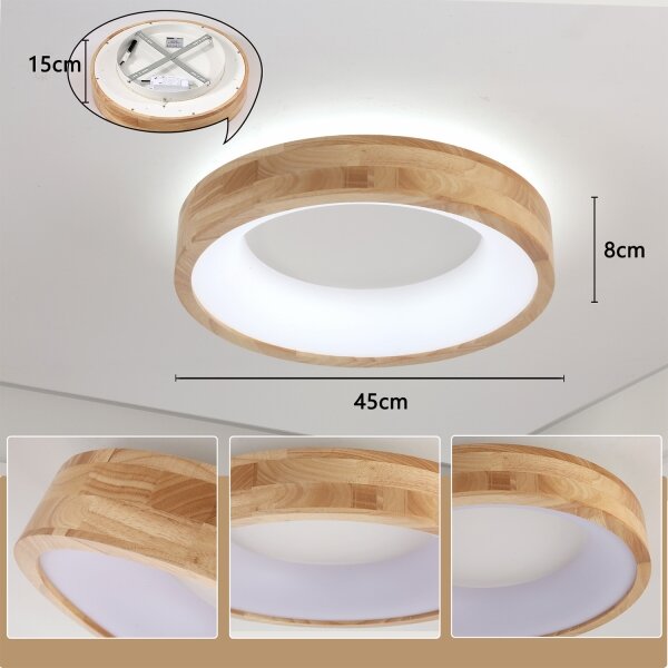 Brilagi-LED Plafoniera FALCON WOOD LED/30W/230V 3000/4000/6000K 45 cm legno