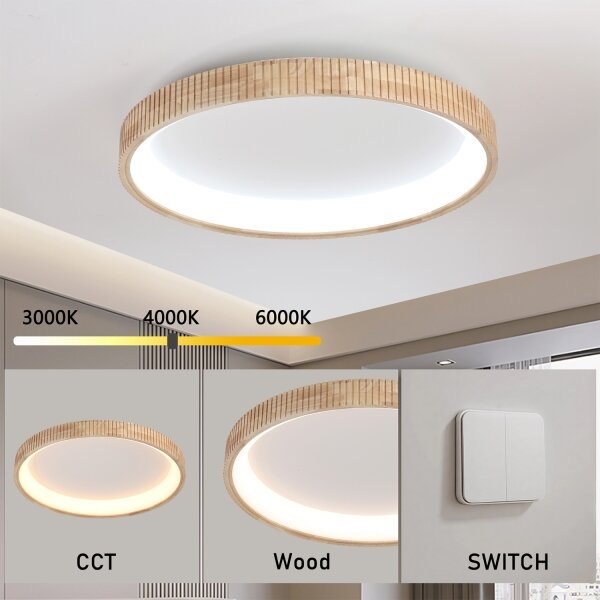 Brilagi - Plafoniera LED FALCON WOOD MODERN LED/60W/230V diametro 80 cm in legno
