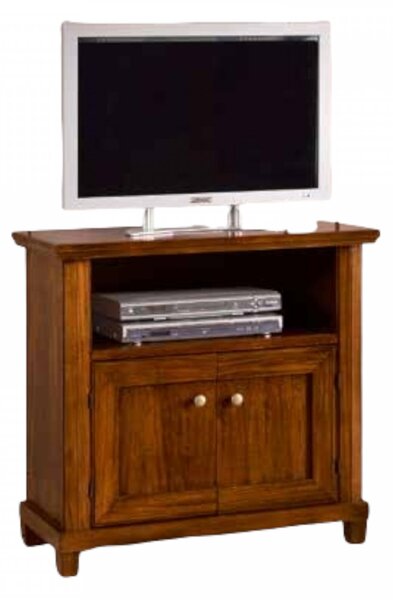 MOBILI 2G - PORTA TV ARTE POVERA IN LEGNO 2 PORTE TINTA NOCE L.87 P.40 H.82