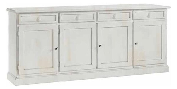 MOBILI 2G - Madia Credenza Shabby chic in legno 4 porte bianco consumato  l.205 p.42 h.85