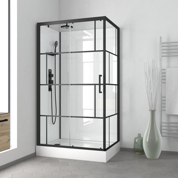 Doccia completa MARWELL Design doccia completa Mattoni 110 x 80 x 225 cm - Set completo incl. piatto doccia e rubinetto - Doccia ad angolo con ingresso frontale - Cabina doccia con profili in alluminio di alta qualità