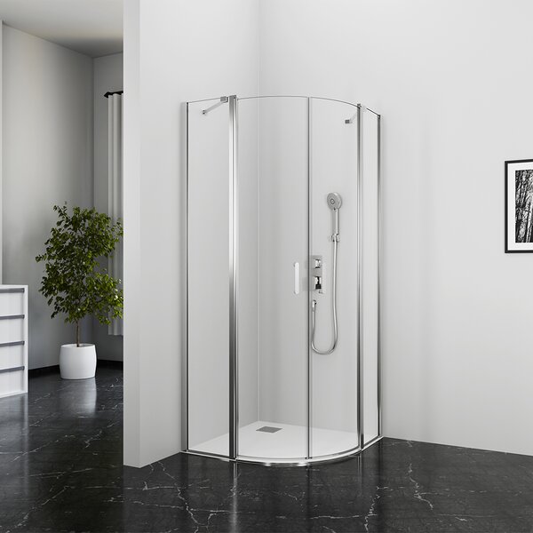 Cabina doccia 90x90 MARWELL Neptun II cromo Doccia rotonda - 90x90x195cm - Doccia rotonda con porta girevole - con asta di stabilizzazione